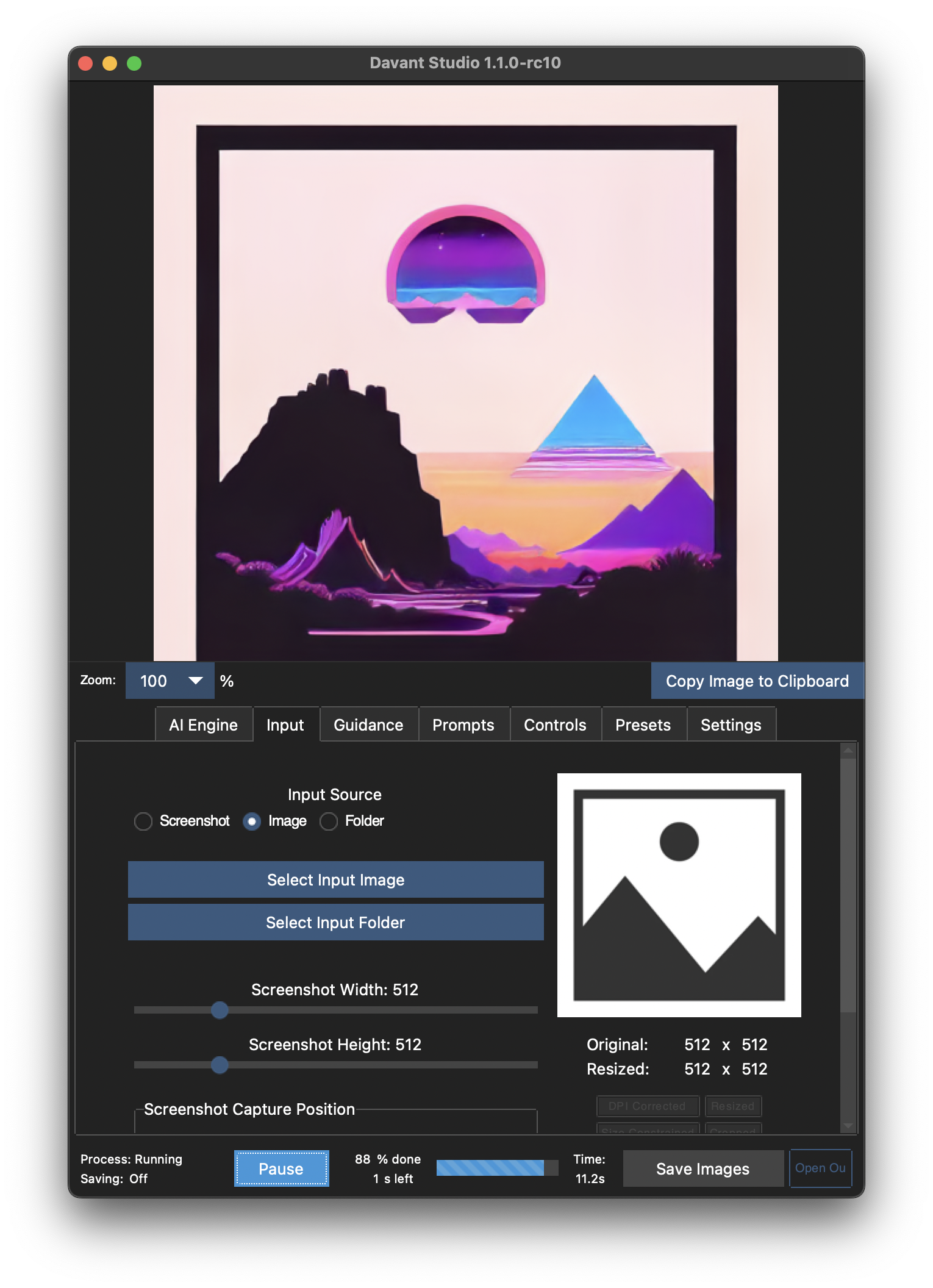 Screenshot of Davant Studio software