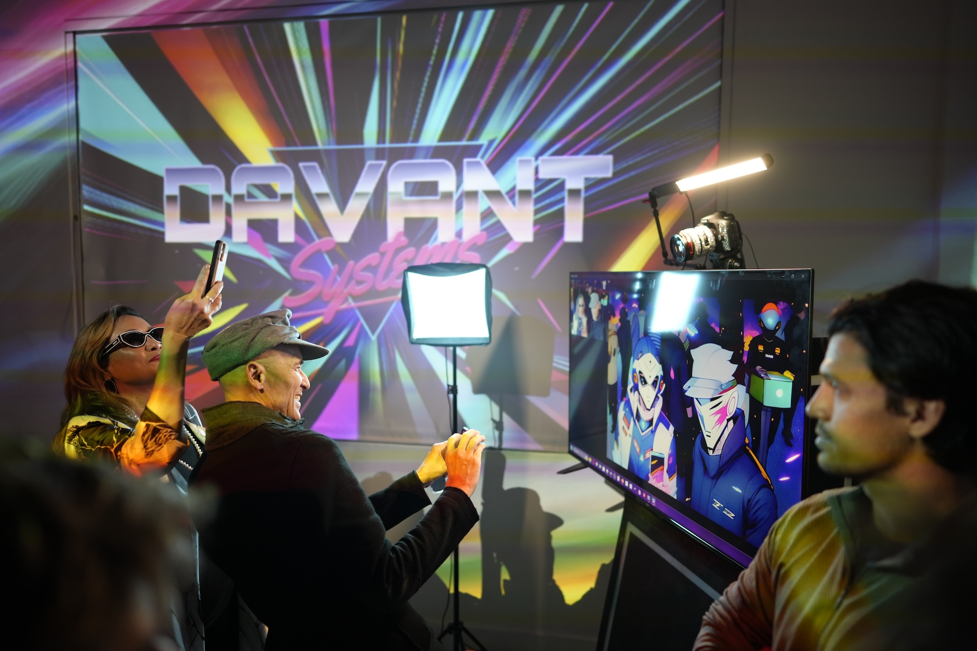 AI Photo Booth experience at an event with guests enjoying the interactive transformation